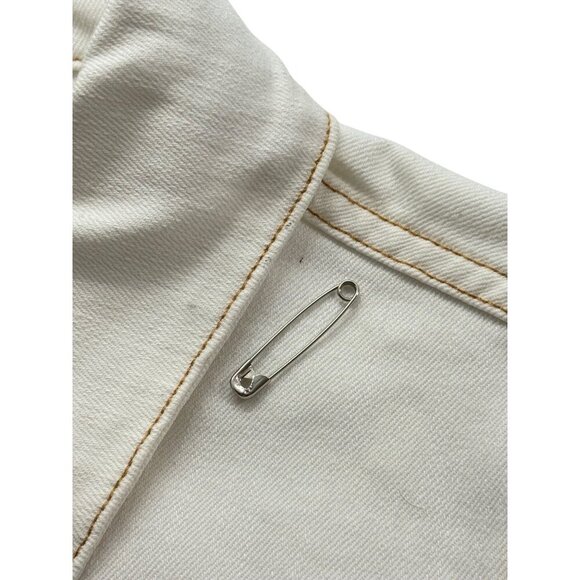 Veronica Beard Cara Cropped Denim Jean Jacket Ivory Off White Raw Hem Size S - Picture 11 of 15